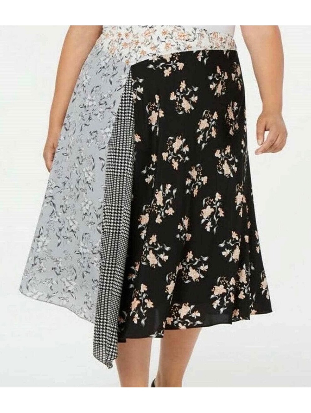 Calvin Klein Women's Plus Size 22W Floral Patchwork Midi Skirt